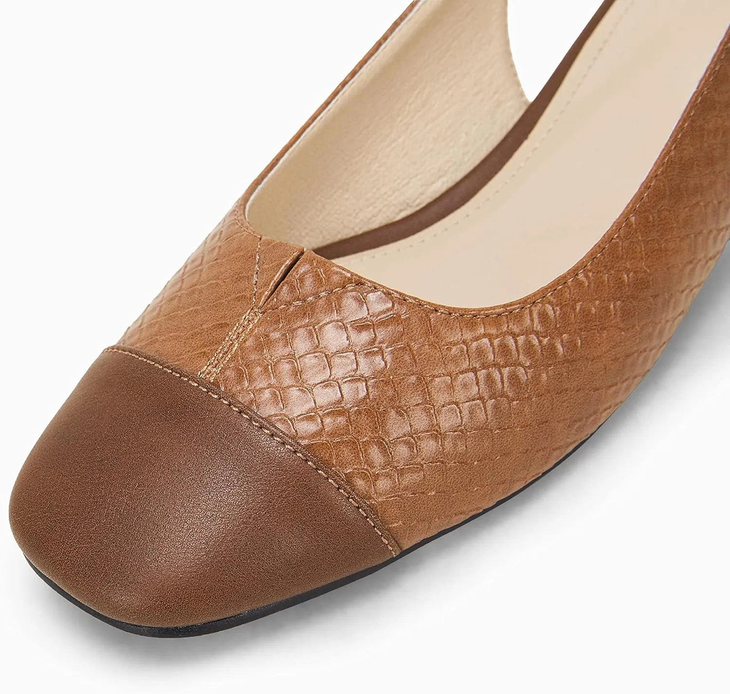 Rilista Women's Slingback Low Heels Closed Toe Chunky Block Heel Comfortable Office Dress Pumps Shoes