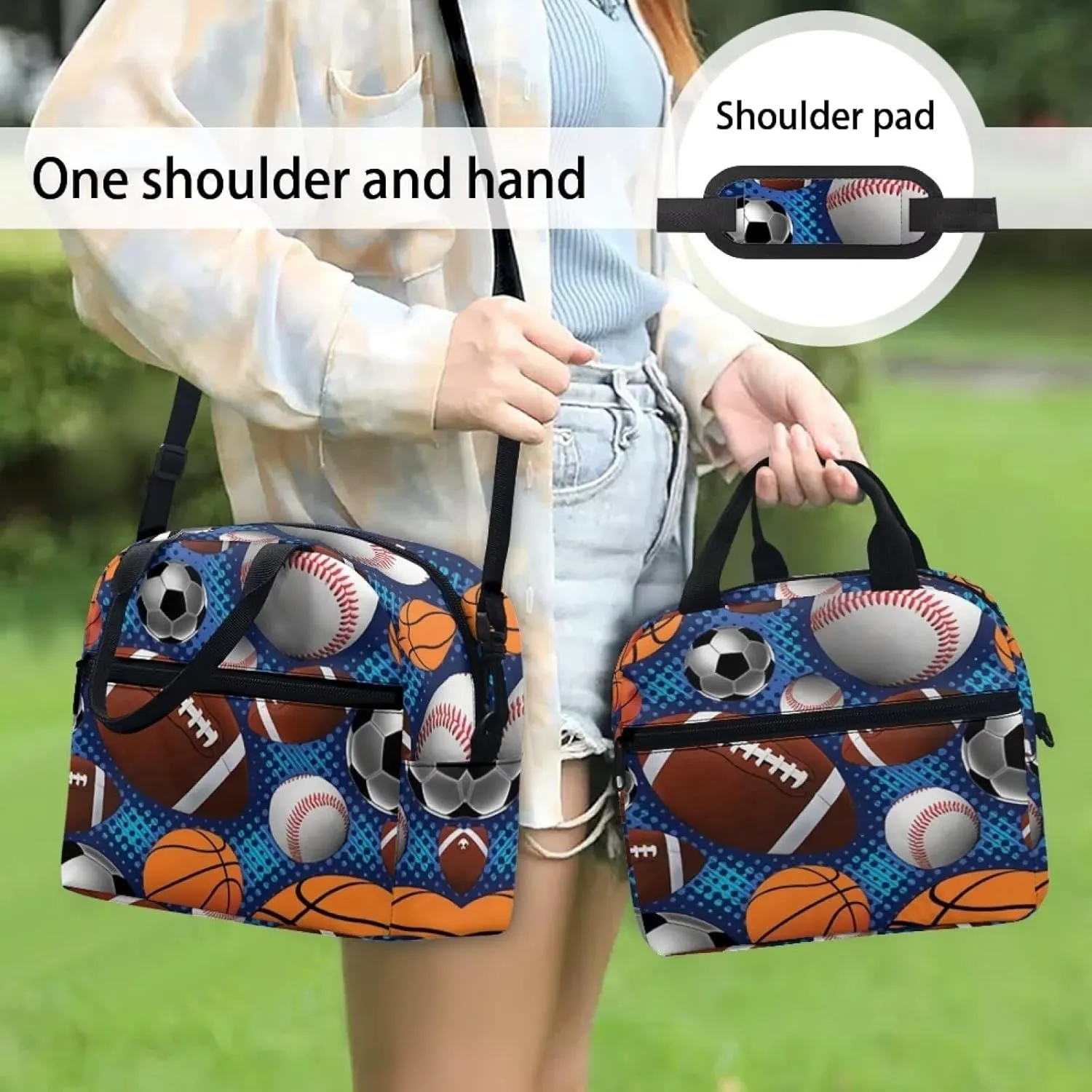 Rnyleeg Kids Backpack 3 In 1 American Flag Rugby Football Print Boys Preschool Bookbag School Bag Set with Thermal Lunch Box Pencil Holder