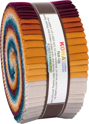 Robert Kaufman Kona Cotton Solids Tuscan Skies Roll Up 2.5" Precut Cotton Fabric Quilting Strips Jelly Roll Assortment RU-785-40