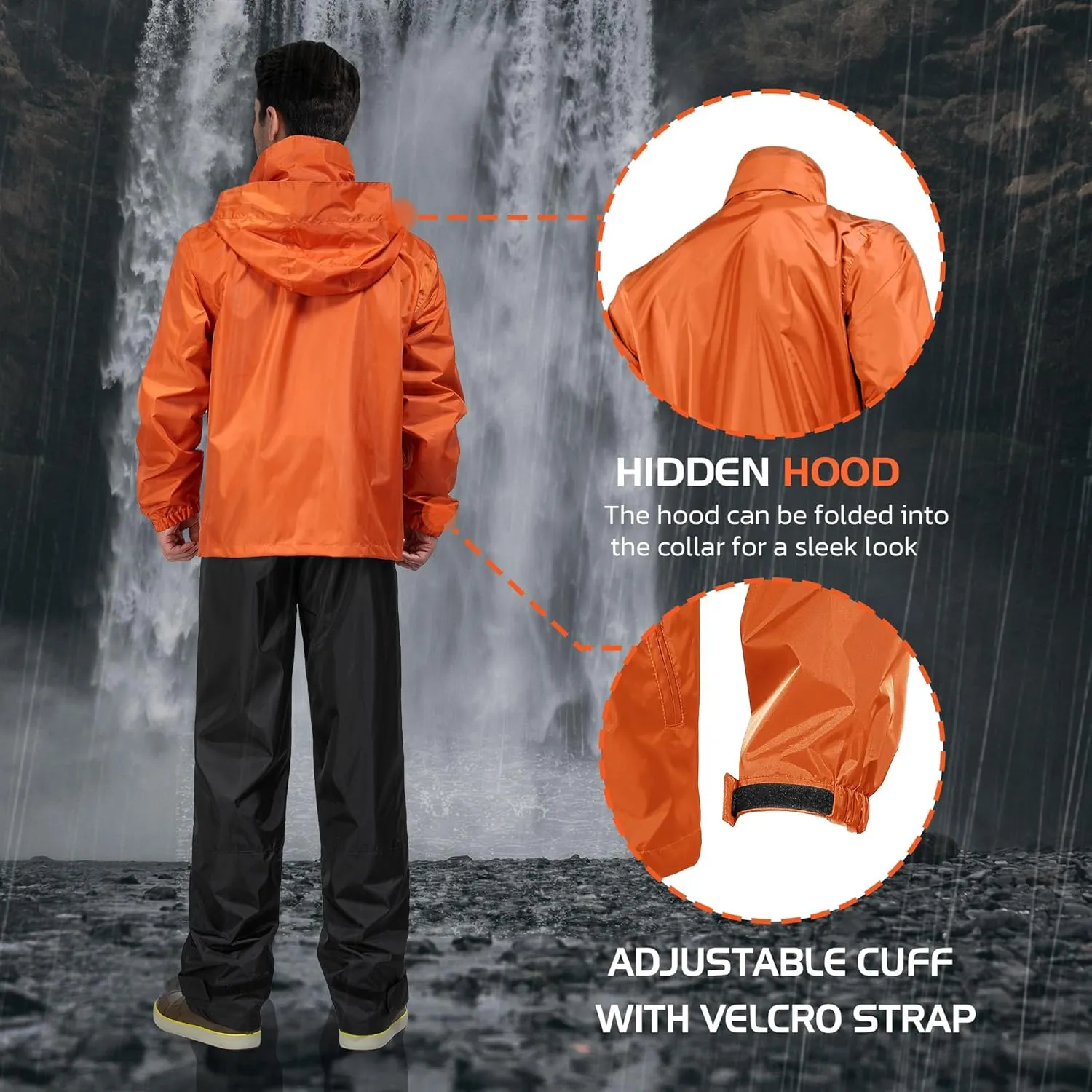 Rodeel Waterproof Fishing Rain Suit for Men (Rain gear Jacket & Trouser Suit)