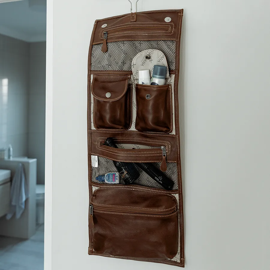 Roll Up Toiletry Wax Canvas & Leather