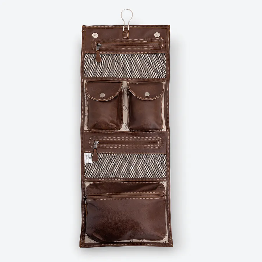 Roll Up Toiletry Wax Canvas & Leather