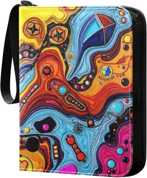 Romantic Abstract Painting Card Binder Trading Cards Holder 4-Pocket，Album Pages Card Display Sleeves Fits 400 Cards Collector Book