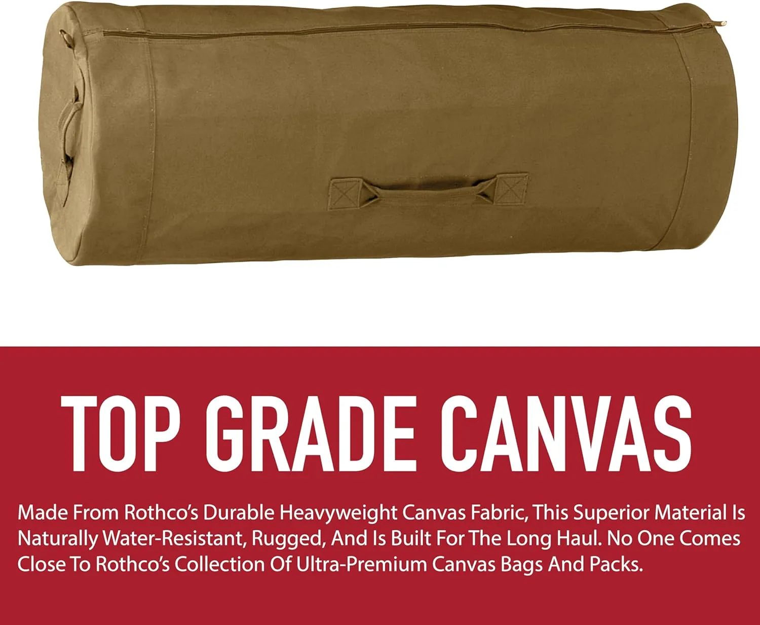 Rothco Canvas Duffle Bag with Side Zipper – Rugged Outdoor Camping Gear Storage