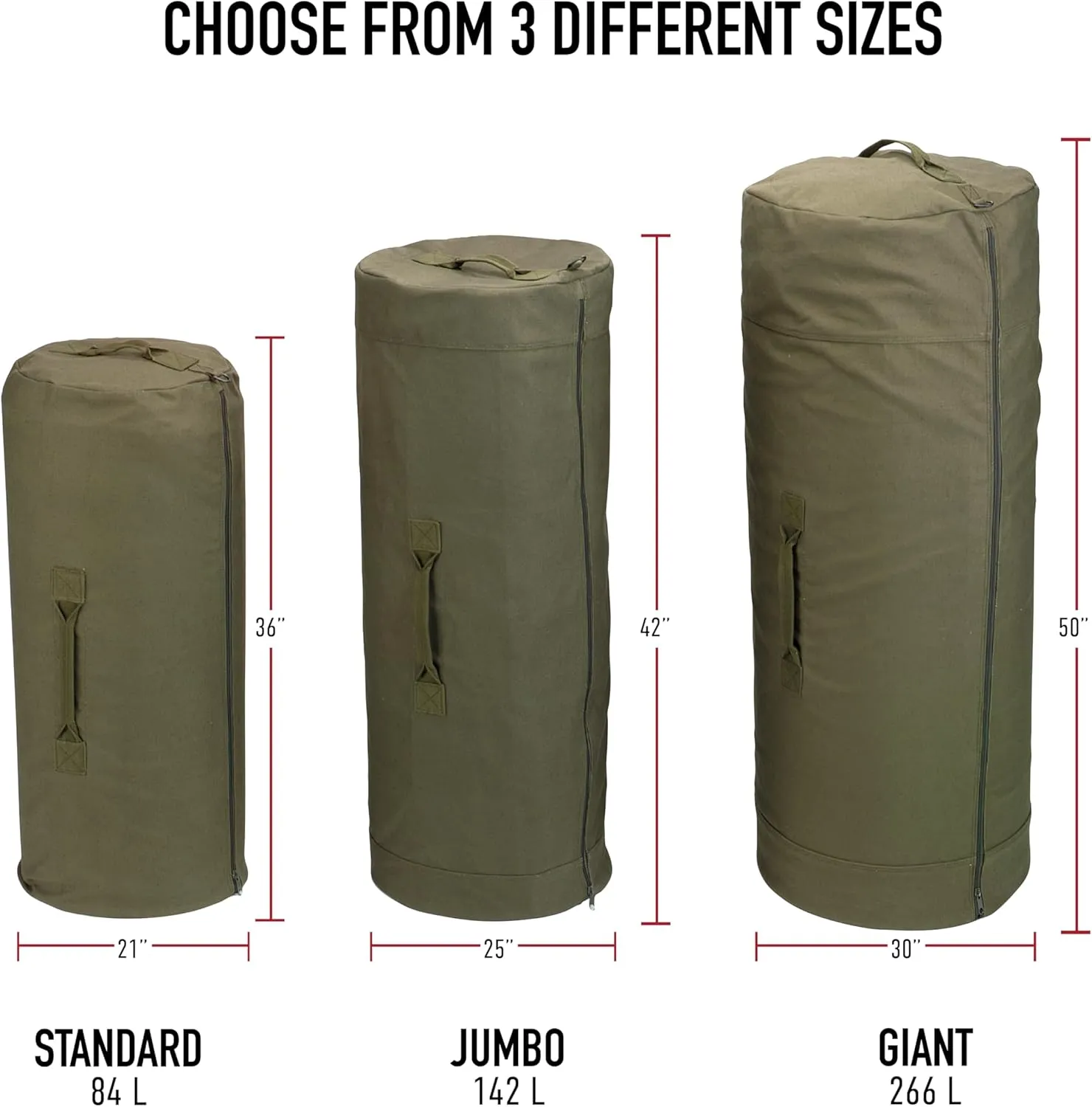 Rothco Canvas Duffle Bag with Side Zipper – Rugged Outdoor Camping Gear Storage
