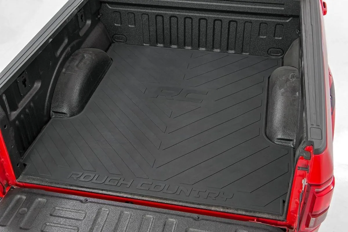 Rough Country Rubber Bed Mat for Chevy Silverado & GMC Sierra 1500/2500HD/3500HD (2007-2019) - Fits 6'7" Bed, Non-Slip, Tear-Resistant Truck Bed Protection