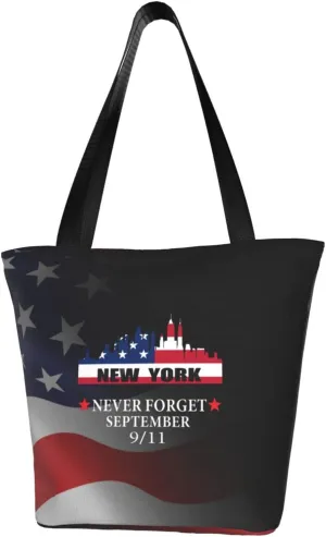 Rqwaaed 911 Never Forget Women'S Casual One Shoulder Carry Shopping Bag Large Capacity Working Storage Handbag