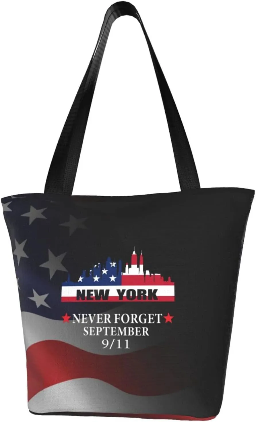 Rqwaaed 911 Never Forget Women'S Casual One Shoulder Carry Shopping Bag Large Capacity Working Storage Handbag