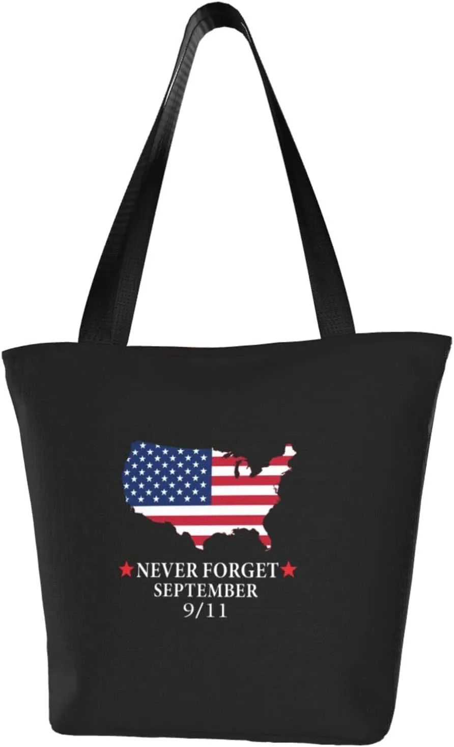 Rqwaaed 911 Never Forget Women'S Casual One Shoulder Carry Shopping Bag Large Capacity Working Storage Handbag