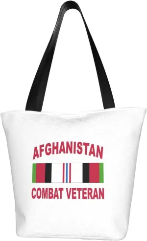 Rqwaaed Afghanistan Combat Veteran Women'S Casual One Shoulder Carry Shopping Bag Large Capacity Working Storage Handbag