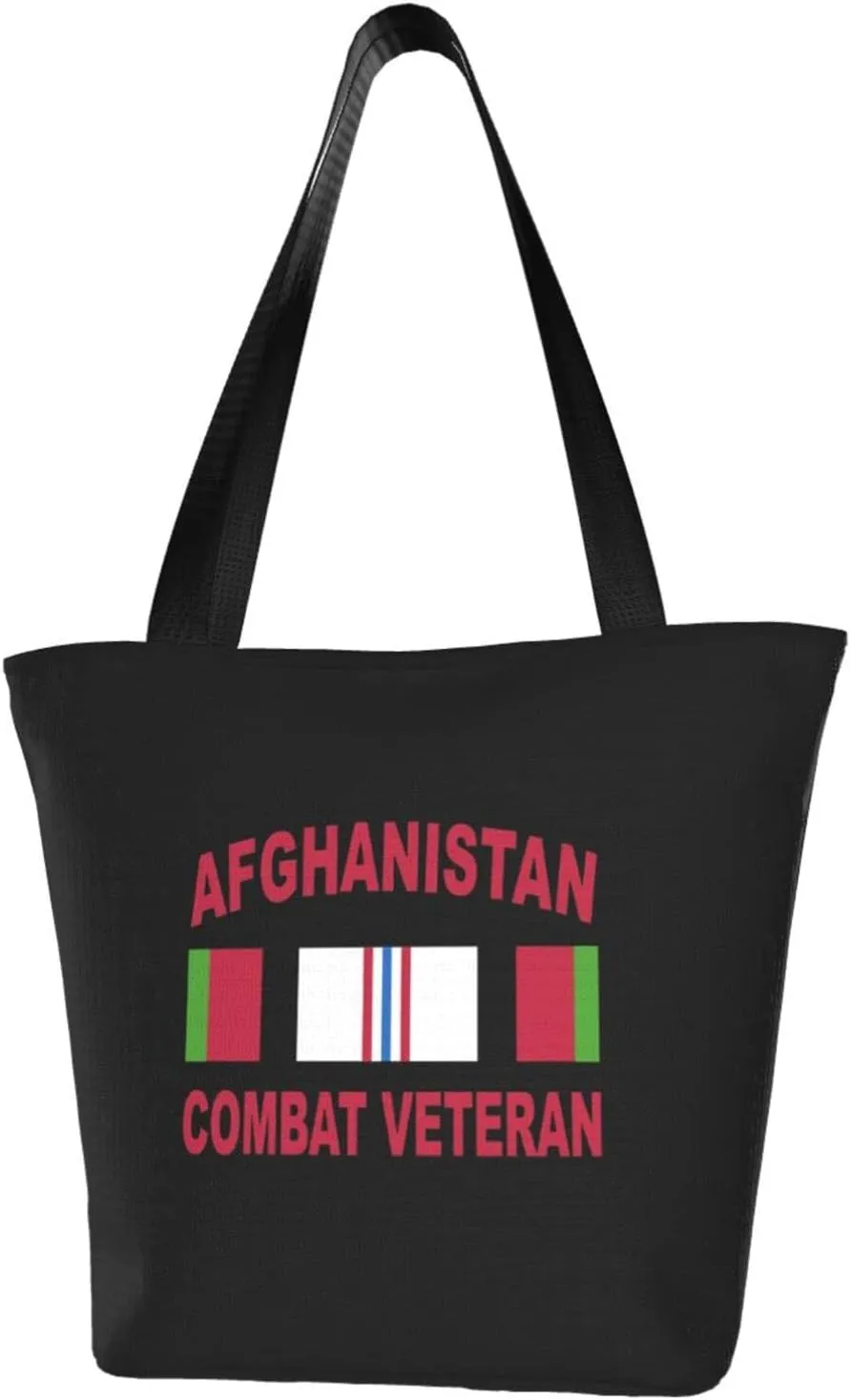 Rqwaaed Afghanistan Combat Veteran Women'S Casual One Shoulder Carry Shopping Bag Large Capacity Working Storage Handbag