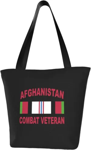 Rqwaaed Afghanistan Combat Veteran Women'S Casual One Shoulder Carry Shopping Bag Large Capacity Working Storage Handbag