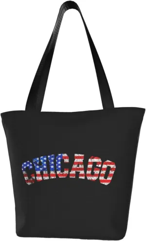 Rqwaaed Chicago Pride Women'S Casual One Shoulder Carry Shopping Bag Large Capacity Working Storage Handbag