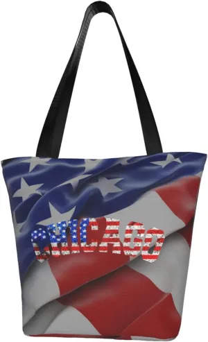 Rqwaaed Chicago Pride Women'S Casual One Shoulder Carry Shopping Bag Large Capacity Working Storage Handbag