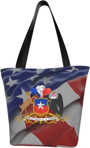 Rqwaaed Coat of Arms Chile Women'S Casual One Shoulder Carry Shopping Bag Large Capacity Working Storage Handbag