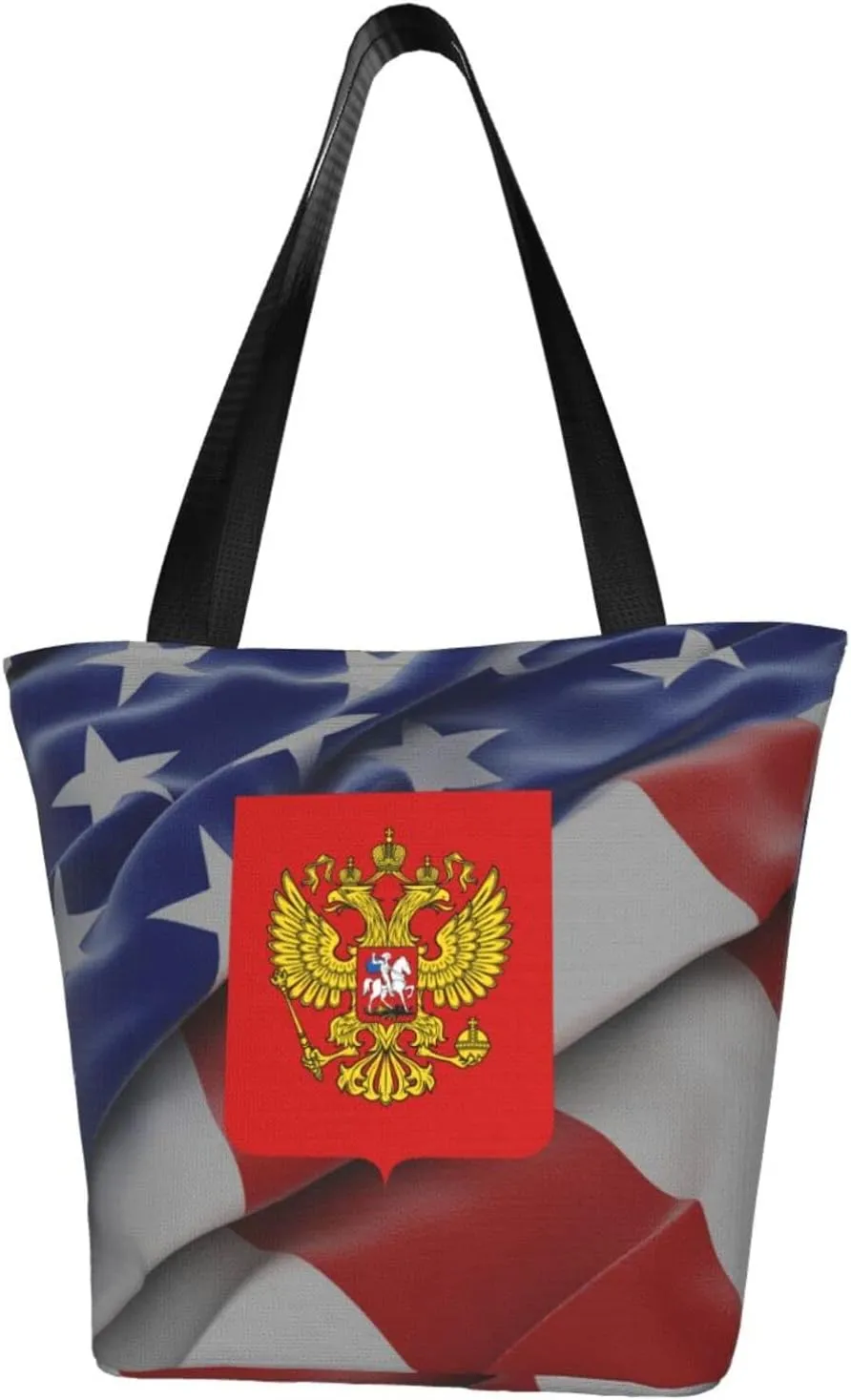Rqwaaed Coat of Arms of Russian Women'S Casual One Shoulder Carry Shopping Bag Large Capacity Working Storage Handbag