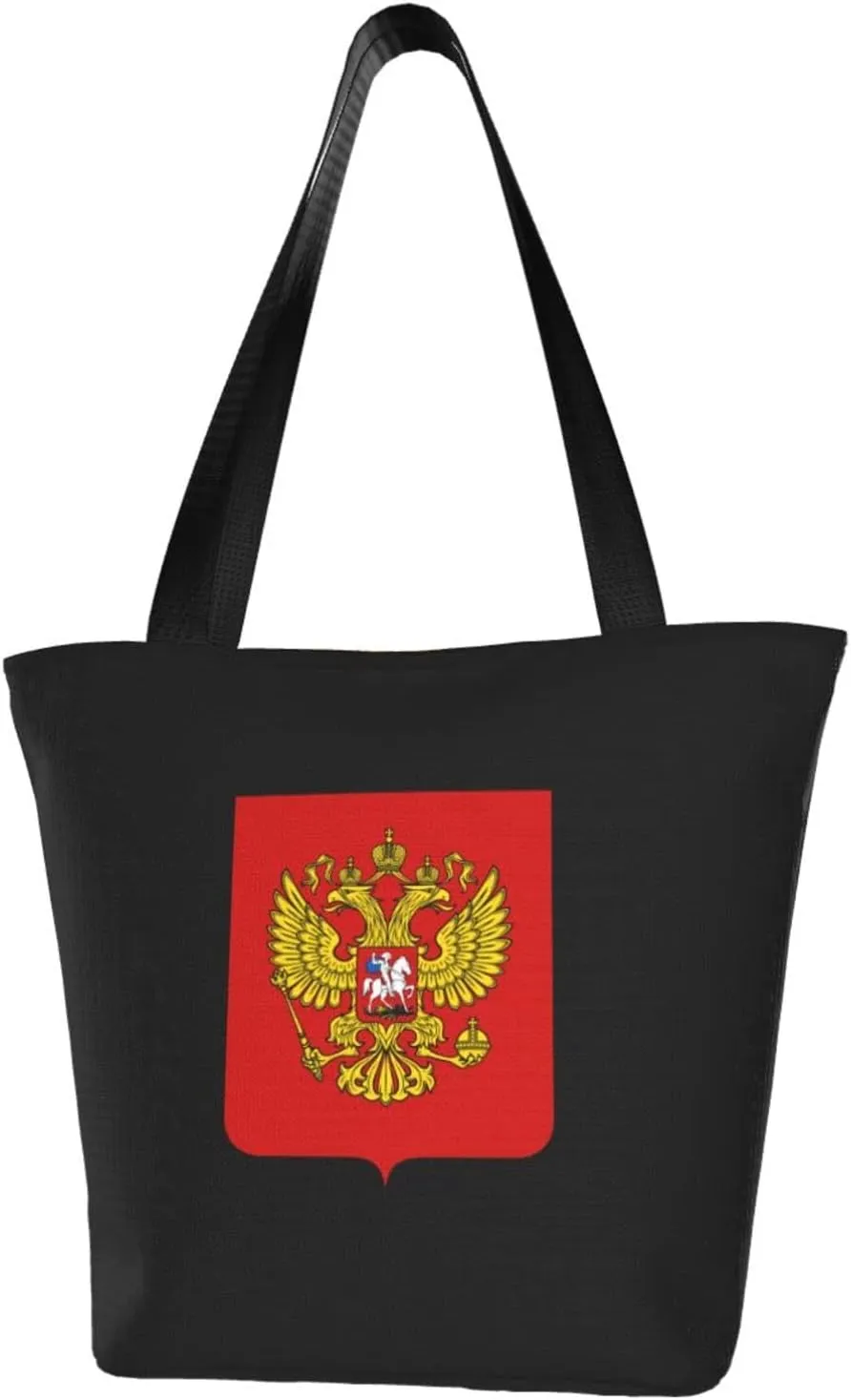 Rqwaaed Coat of Arms of Russian Women'S Casual One Shoulder Carry Shopping Bag Large Capacity Working Storage Handbag