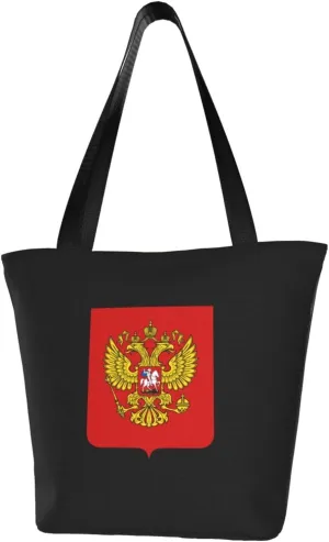 Rqwaaed Coat of Arms of Russian Women'S Casual One Shoulder Carry Shopping Bag Large Capacity Working Storage Handbag
