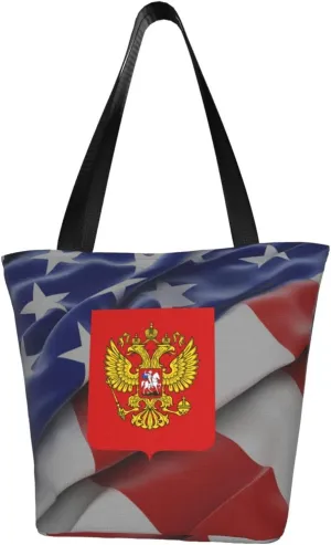 Rqwaaed Coat of Arms of Russian Women'S Casual One Shoulder Carry Shopping Bag Large Capacity Working Storage Handbag