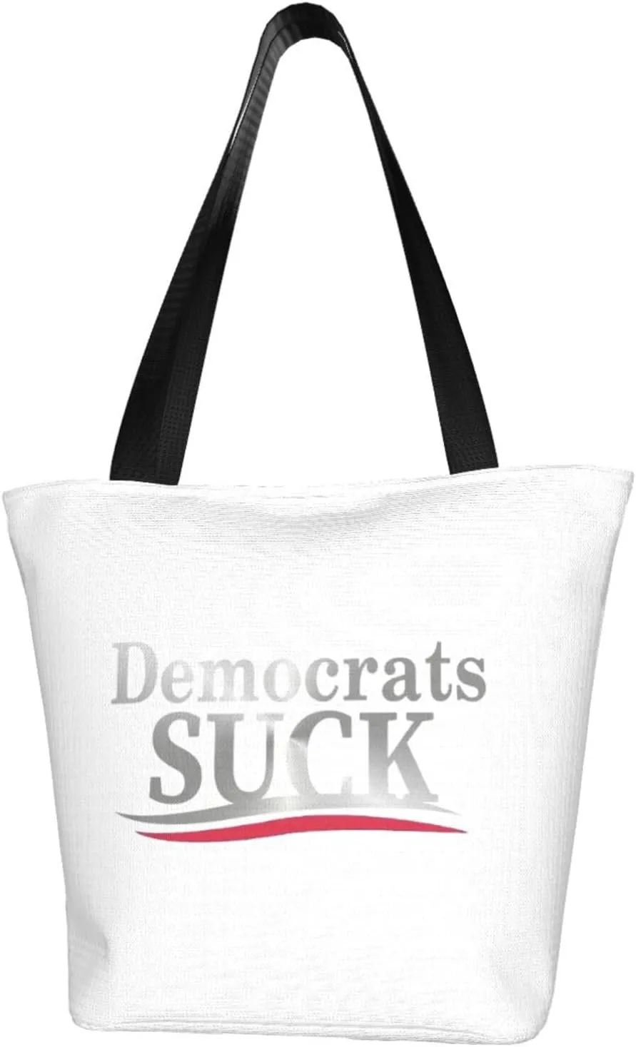 Rqwaaed Democrats Suck Women'S Casual One Shoulder Carry Shopping Bag Large Capacity Working Storage Handbag