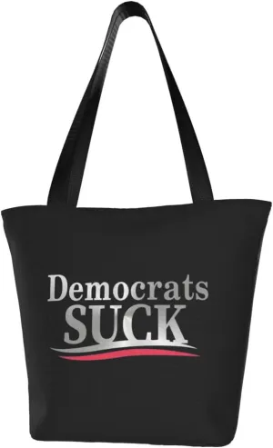 Rqwaaed Democrats Suck Women'S Casual One Shoulder Carry Shopping Bag Large Capacity Working Storage Handbag