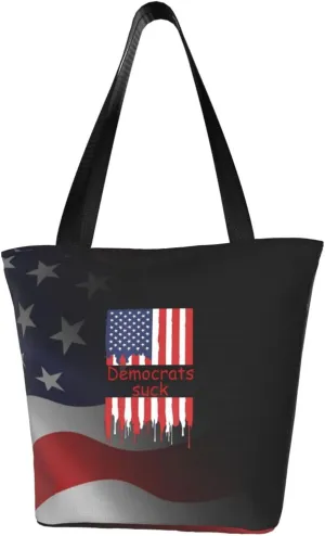 Rqwaaed Democrats Suck Women'S Casual One Shoulder Carry Shopping Bag Large Capacity Working Storage Handbag