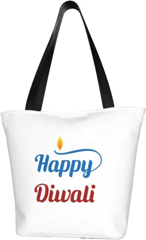 Rqwaaed Diwali Burning Candle Oil Lamp Women'S Casual One Shoulder Carry Shopping Bag Large Capacity Working Storage Handbag