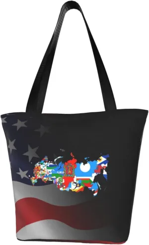 Rqwaaed Flag of Russian Women'S Casual One Shoulder Carry Shopping Bag Large Capacity Working Storage Handbag