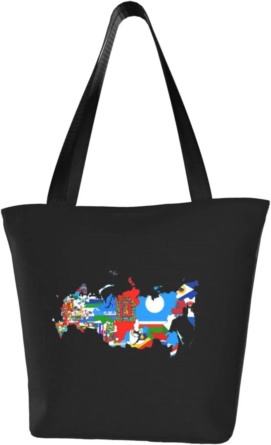 Rqwaaed Flag of Russian Women'S Casual One Shoulder Carry Shopping Bag Large Capacity Working Storage Handbag
