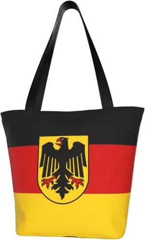 Rqwaaed Germany Flag Women'S Casual One Shoulder Carry Shopping Bag Large Capacity Working Storage Handbag