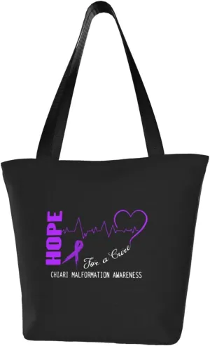 Rqwaaed Hope For A Cure Chiari Malformation Awareness Women'S Casual One Shoulder Carry Shopping Bag Large Capacity Working Storage Handbag