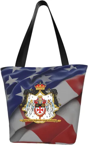 Rqwaaed Knights Templar Coat of Arms Flag Women'S Casual One Shoulder Carry Shopping Bag Large Capacity Working Storage Handbag