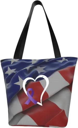 Rqwaaed Pancreatic and Leiomyosarcoma Cancer Awareness Women'S Casual One Shoulder Carry Shopping Bag Large Capacity Working Storage Handbag