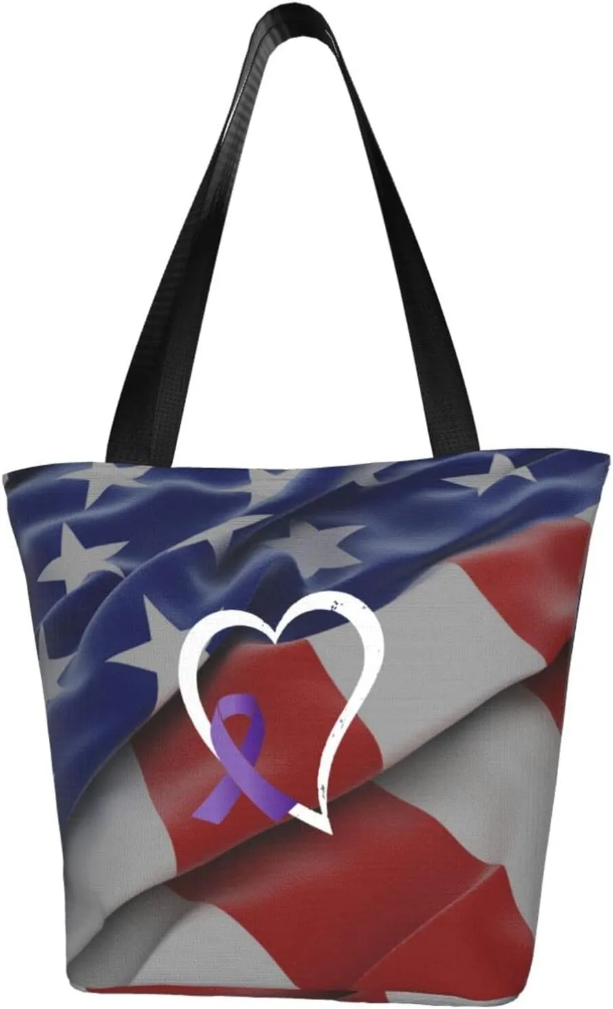 Rqwaaed Pancreatic and Leiomyosarcoma Cancer Awareness Women'S Casual One Shoulder Carry Shopping Bag Large Capacity Working Storage Handbag
