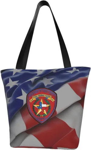 Rqwaaed Texas Highway Patrol Women'S Casual One Shoulder Carry Shopping Bag Large Capacity Working Storage Handbag