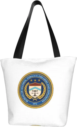 Rqwaaed US Bureau of Alcohol Tobacco and Firearms ATF Women'S Casual One Shoulder Carry Shopping Bag Large Capacity Working Storage Handbag
