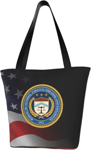 Rqwaaed US Bureau of Alcohol Tobacco and Firearms ATF Women'S Casual One Shoulder Carry Shopping Bag Large Capacity Working Storage Handbag