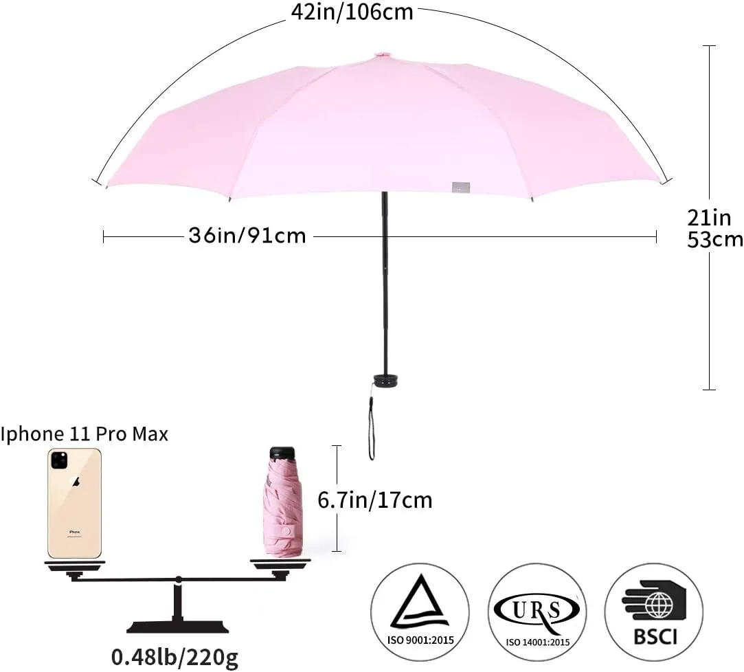 RUMBRELLA Mini Teflon Purse Umbrella With 99% UV Protection for Travel