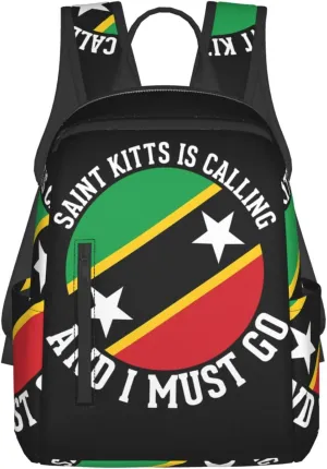 Saint Kitts Is Calling And I Must Go Casual Laptop Backpack Travel Rucksack Sports Daypack Adjustable Strap Bags with Multi-Pockets for Working Running Camping