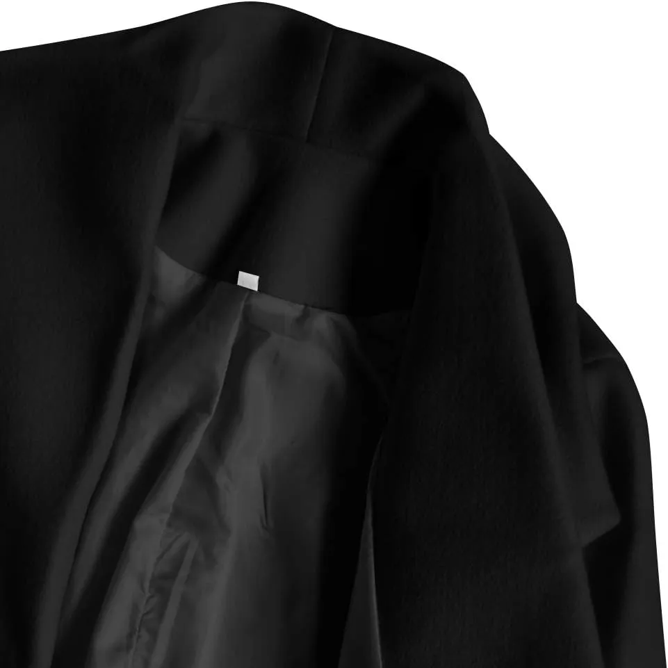 SAUKOLE Women's Winter Wool Trench Coat Wrap Large Collar High Low Jacket Outwear with Belt