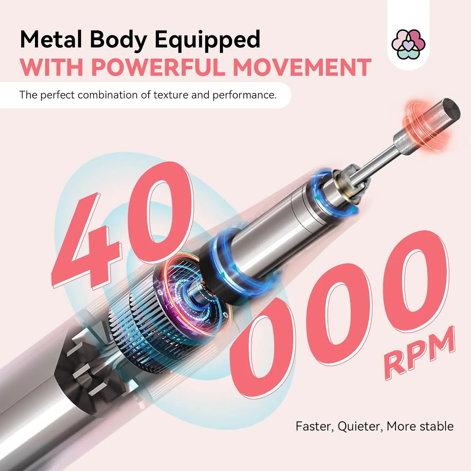 SAVILAND Electric Nail Drill Professional: 40000RPM Pink Nail Filer Electric Manicure Pedicure 13 Nail Drill Bits for Acrylic Nails False Nails Gel Nails Dip Nail Artificial Nails Home Salon