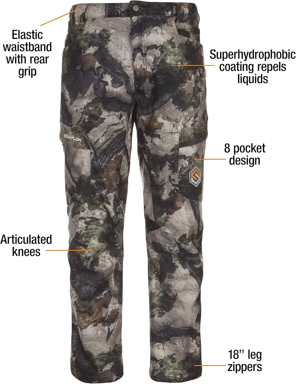 ScentLok Forefront Camo Hunting Pants - Midweight & Water Repellent Pants with Carbon Alloy Odor Reducing Technology