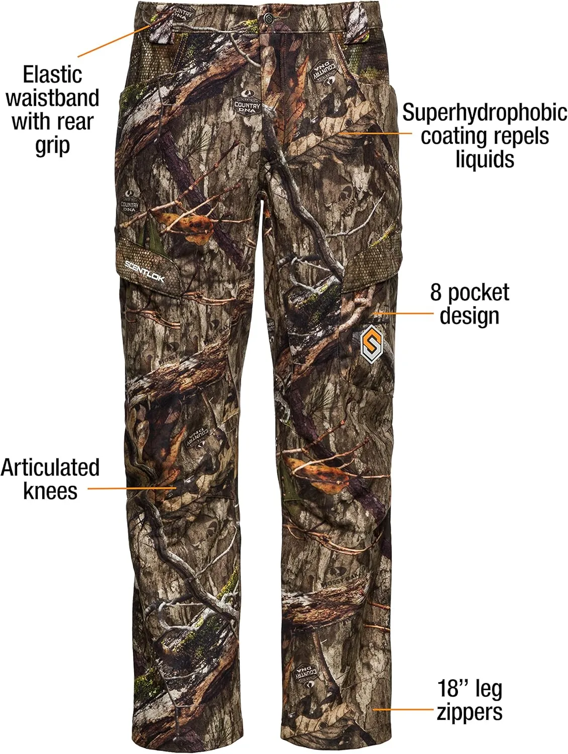 ScentLok Forefront Camo Hunting Pants - Midweight & Water Repellent Pants with Carbon Alloy Odor Reducing Technology
