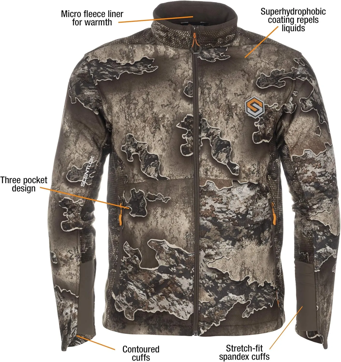 ScentLok Forefront Midweight Water Repellent Camo Hunting Jacket for Men