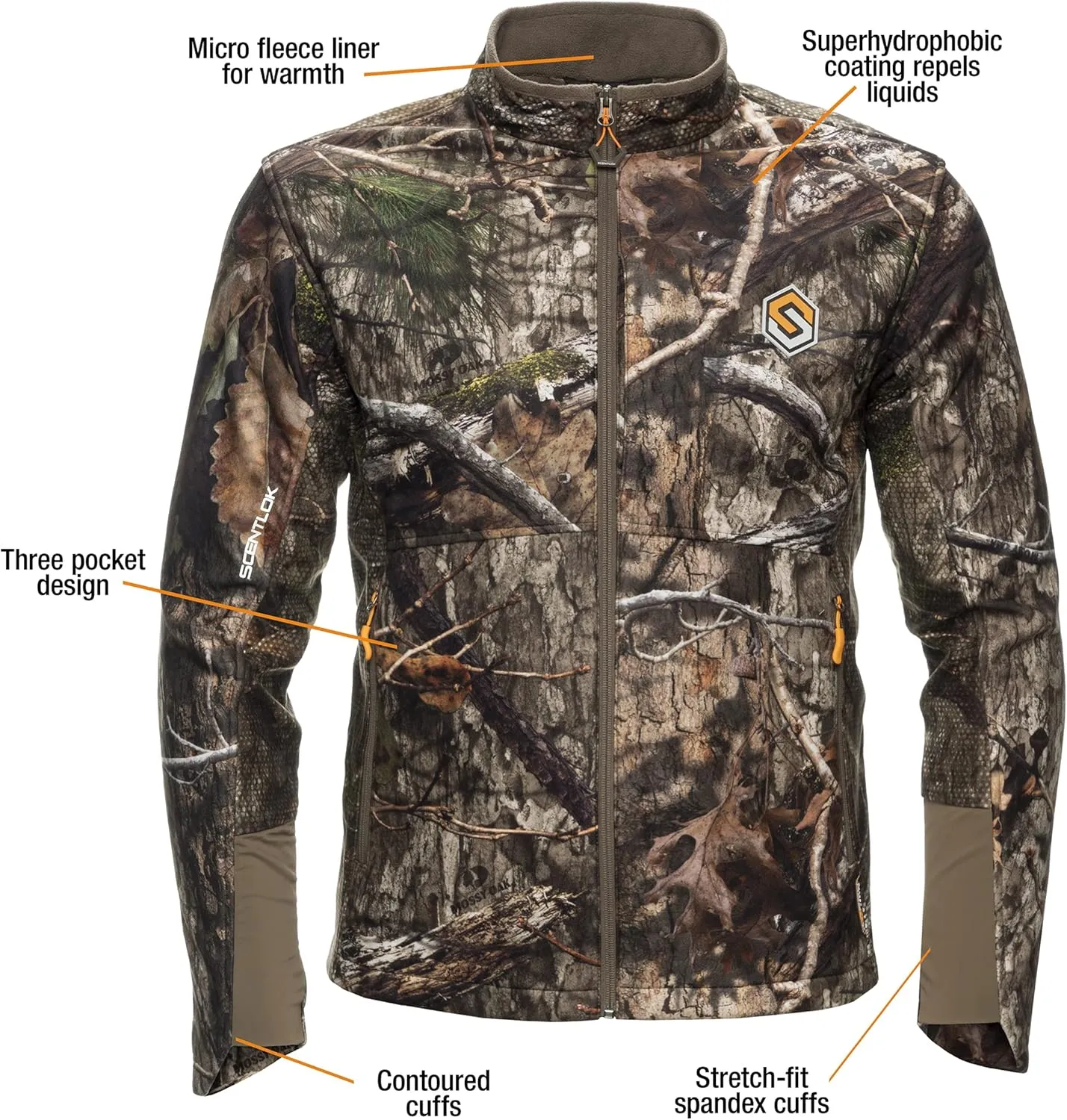 ScentLok Forefront Midweight Water Repellent Camo Hunting Jacket for Men