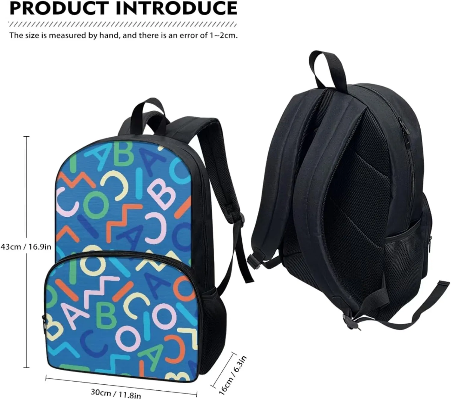 School Backpacks Alphabet Backpack with Lunch Bag and Pencil Case Lightweight and School Bag Set for 6 Years Old Girls Reusable Thermal Lunch Container