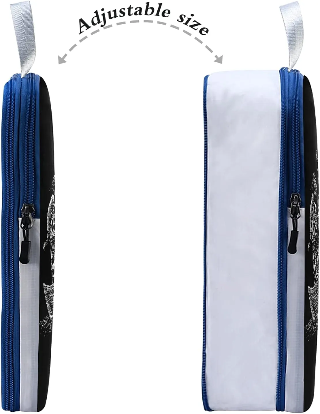 Sea Voyage Skeleton Sailor Sailing Boat Crow Black White 3 Set Packing Cubes, Travel Packing Organizers, Waterproof Check Oxford cloth Toiletry Storage Bag