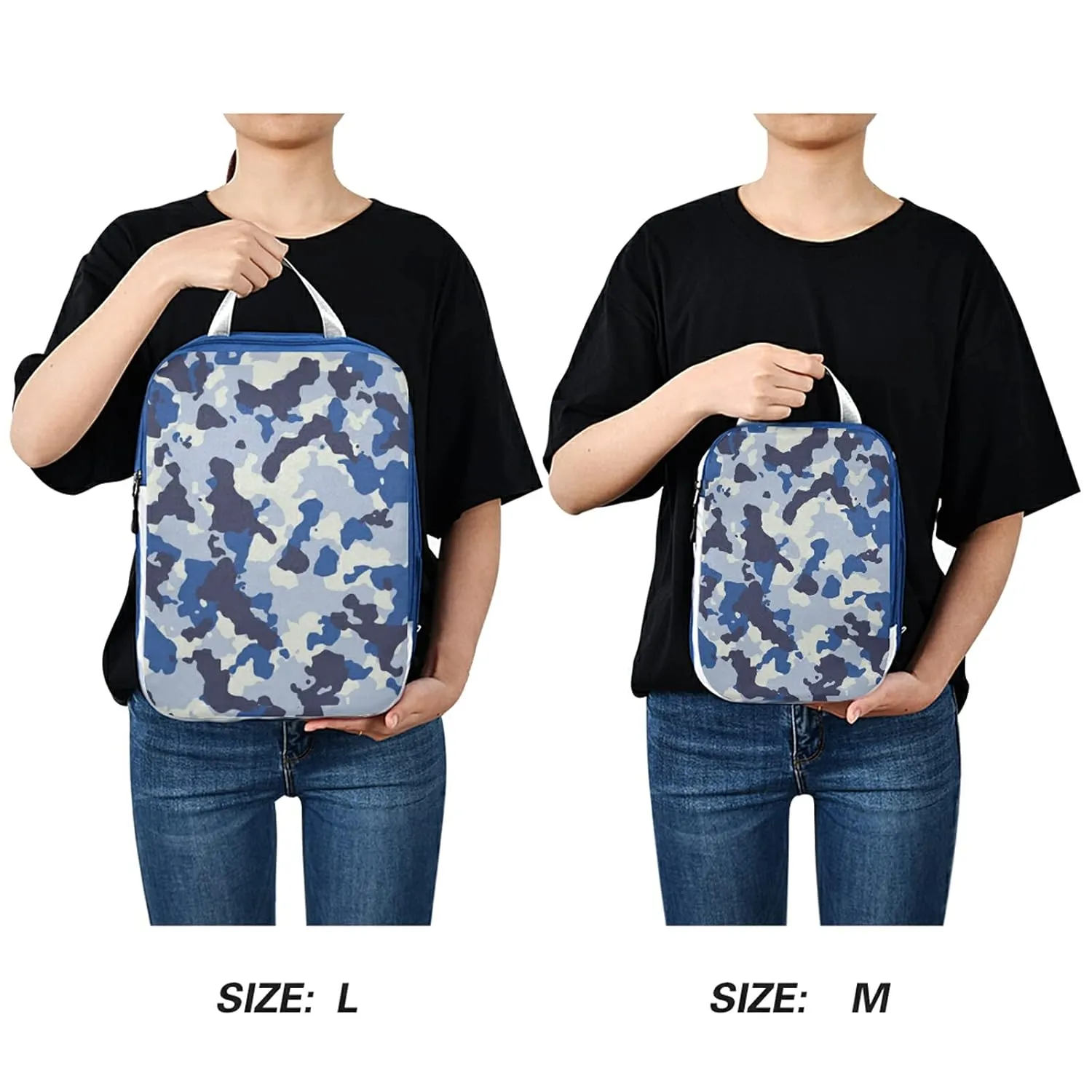 Seamless Blue Black Grey Urban Horizontal Camouflage Camo Pattern 3 Set Packing Cubes, Waterproof Check Oxford cloth Organizers, Travel Packing Toiletry Storage Bag