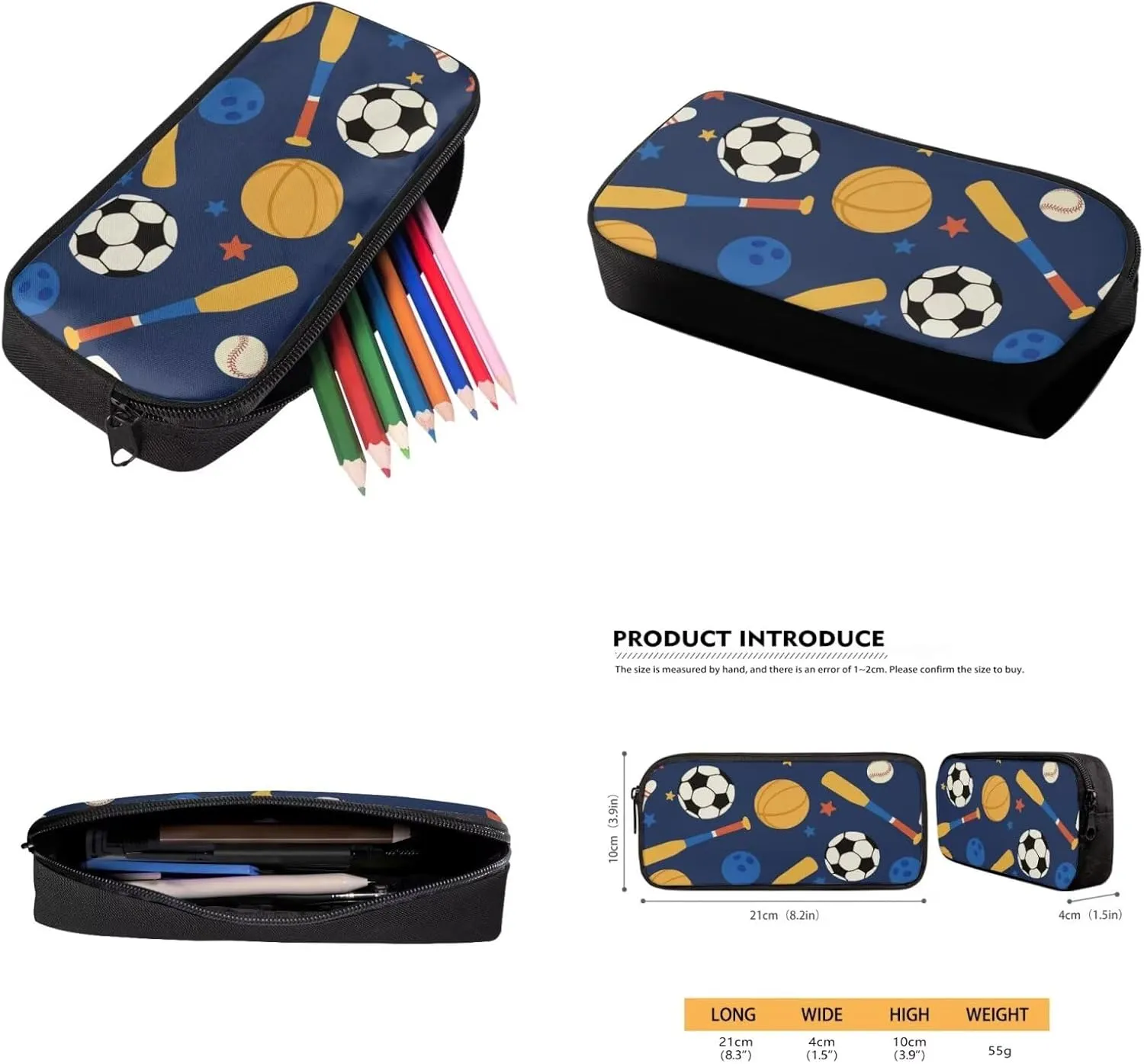 SEANATIVE Balls Print 3 Pieces School Bag Sets, Kids Girl Lightweight School Backpack Including Pencil Case and Thermal Insulted Lunch Box Casual Rucksack with Zipper