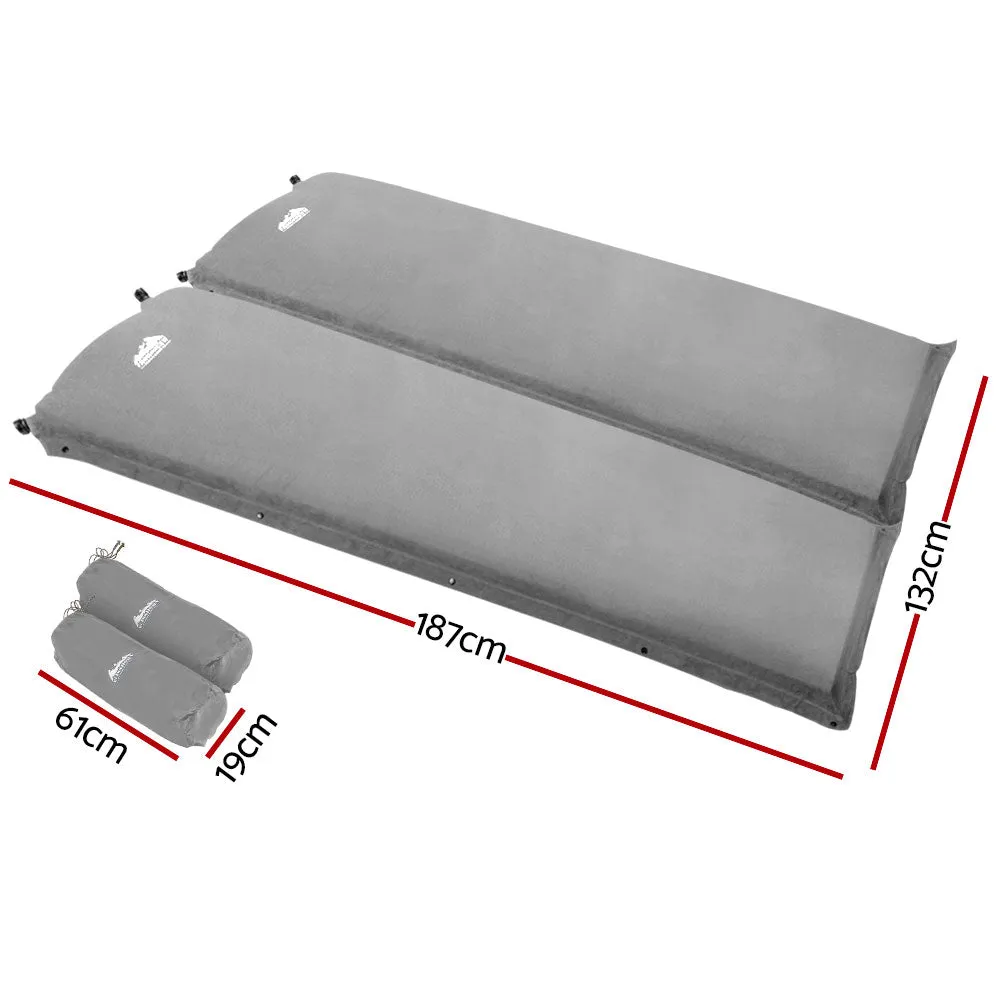 Self Inflating Mattress Camping Mat Air Bed Double Set Grey